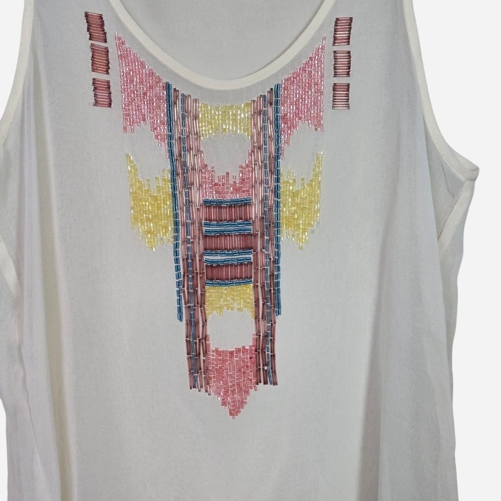 VTG y2k beaded sheer white tank top / SM / Forever 21 / teen, boho, twee, indie - Picture 3 of 6